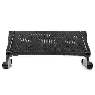 Duronic DML121 Laptop Stand, Foldable Multi-Use Desk Riser for Tablet or MacBook, Highly Adjustable Legs 52x26cm - black