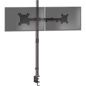 Duronic DMT152 2-Screen Extra Tall Monitor Arm with Desk Clamp, 100cm Pole, Adjustable Height Tilt Swivel Rotation - 13-27