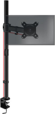 Duronic DMT251X2 1-Screen Extra Tall Monitor Arm with Desk Clamp, 100cm Pole, Adjustable Height Tilt Swivel Rotation - 13-32