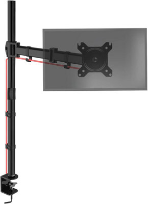 Duronic DMT251X3 1-Screen Extra Tall Monitor Arm with Desk Clamp, 100cm Pole, Adjustable Height Tilt Swivel Rotation - 13-32