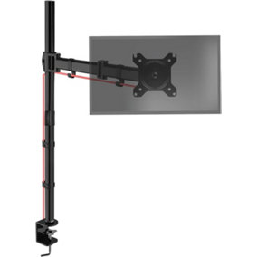 Duronic DMT251X3 1-Screen Extra Tall Monitor Arm with Desk Clamp, 100cm Pole, Adjustable Height Tilt Swivel Rotation - 13-32