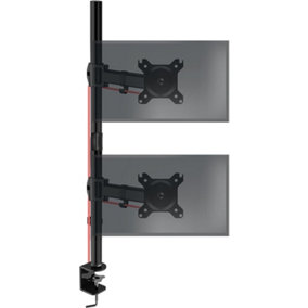 Duronic DMT252VX1 2-Screen Vertical Extra Tall Monitor Arm with Desk Clamp, 100cm, Adjustable Height Tilt Swivel Rotation - 13-27
