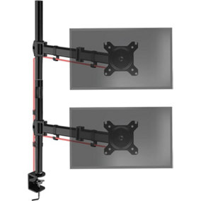 Duronic DMT252VX2 2-Screen Vertical Extra Tall Monitor Arm with Desk Clamp, 100cm, Adjustable Height Tilt Swivel Rotation - 13-27