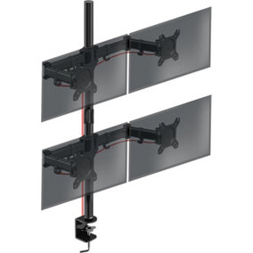 Duronic DMT254 4-Screen Extra Tall Monitor Arm with Desk Clamp, 100cm Pole, Adjustable Height Tilt Swivel Rotation - 13-27