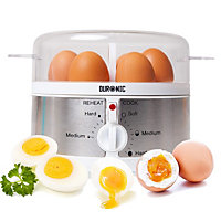 Duronic EB35 7 Egg Boiler Poacher, Steamer Cooker with Timer and Buzzer, Includes Egg Cup Piercer & Water Cup, 350W - white