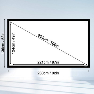 Duronic Fixed Frame Projector Screen FFPS100/169 Wall Mountable HD ...