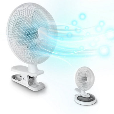 Duronic FN15 Mini Desk Fan 6" with 2 Speeds, Use in 3 Ways: Clamp-on/Freestanding/Wall Mounted, 30W (white)