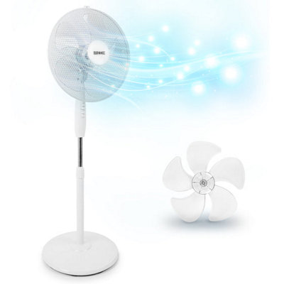 Duronic FN30 Pedestal Fan 16" with 3 Speeds, Floor Standing Fan with Oscillation, Tilt, Adjustable Height, 30W (white)