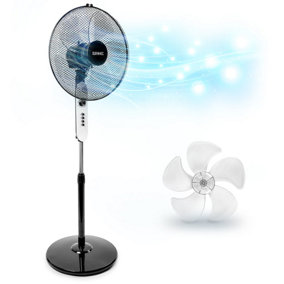 Duronic FN45 Pedestal Fan 16" with 3 Speeds and Timer, Floor Standing Fan with Oscillation, Tilt, Adjustable Height, 30W (white)