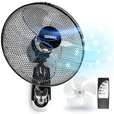 Ventilateur Mural Duronic FN55 WE 60W - 5 Pâles 40cm, Oscillant, Télécommande, Minuteur, 3 Vitesses