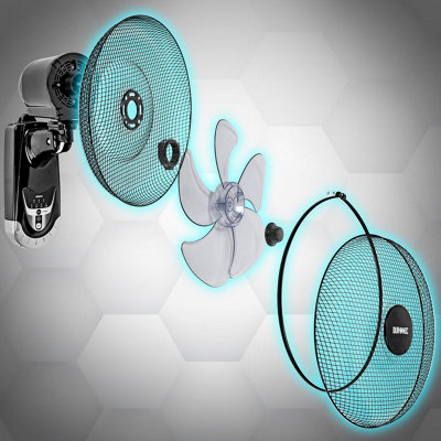 Duronic FN55 BK Wall Mounted Fan, Oscillating/Rotating 16 Inch Head ...