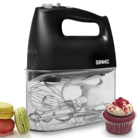 Duronic HM4  /BK Electric Hand Mixer with 5 Speeds, 5 Attachments Included with Built-In Storage Case, 400W - black