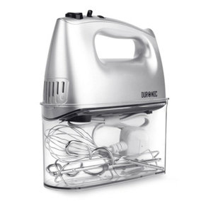 Duronic HM4  /SR Electric Hand Mixer with 5 Speeds, 5 Attachments Included with Built-In Storage Case, 400W - silver