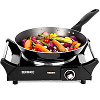 Duronic HP1BK Single Hot Plate 1500W, Electric Single Hob Cooker with Handles, Ideal For Table Top Cooking - black