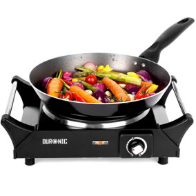 Duronic HP1BK Single Hot Plate 1500W, Electric Single Hob Cooker with Handles, Ideal For Table Top Cooking - black