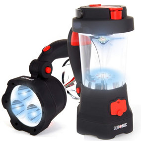 Duronic HURRICANE 2-in-1 LED Torch/Lantern, CREE Flashlight, SOS Mode, Recharge via Crank or USB Cable, USB Charger Included