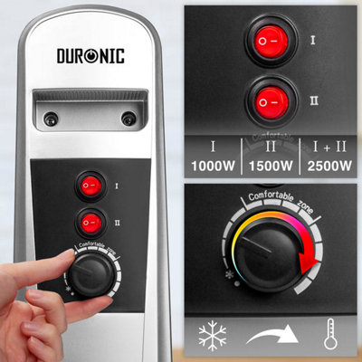 Duronic HV101 SR Electric Heater with Mica Panels, 2.5kW Power, Radiant ...