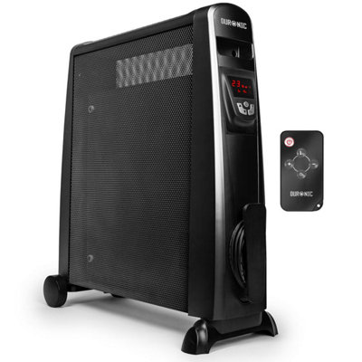 Duronic HV102 BK Electric Heater with Mica Panels, 2.5kW Power, Digital Display, Remote Control, 3 Heat Settings (black)