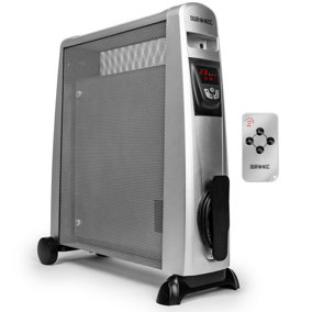 Duronic HV102 SR Electric Heater with Mica Panels, 2.5kW Power, Digital Display, Remote Control, 3 Heat Settings (silver)
