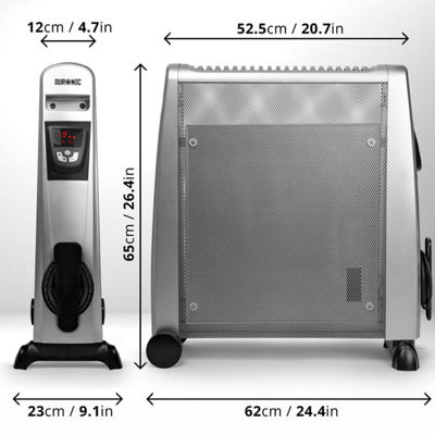 Duronic HV102 SR Electric Heater with Mica Panels, 2.5kW Power, Digital  Display, Remote Control, 3 Heat Settings (silver) | DIY at Bu0026Q