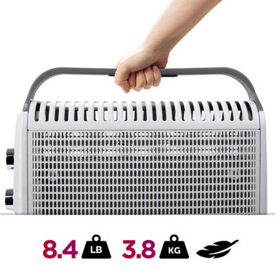 Duronic HV180 Electric Heater with Mica Panels, 1.8kW Power, Radiant and Convection Heat Output, 2 Heat Settings (white)