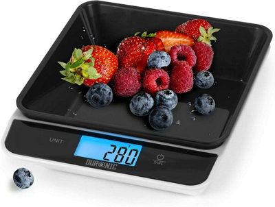 Duronic KS100 /BK Digital Kitchen Scale with Bowl, 5kg, LCD Backlit Display, Tare Function, 1g Precision - Black/White