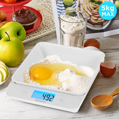Duronic KS100 WH Digital Kitchen Scale with Bowl 5kg LCD