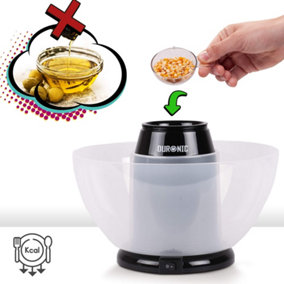 Duronic POP50 /BK Popcorn Maker Machine with Serving Bowl, Hot Air Corn Popper for Making Healthy Oil-Free Popcorn, 1200W - black