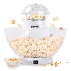 Duronic POP50 /WE Popcorn Maker Machine with Serving Bowl, Hot Air Corn Popper for Making Healthy Oil-Free Popcorn, 1200W - white