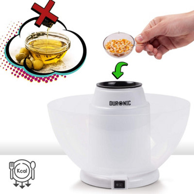 Duronic POP50 /WE Popcorn Maker Machine with Serving Bowl, Hot Air Corn Popper for Making Healthy Oil-Free Popcorn, 1200W - white