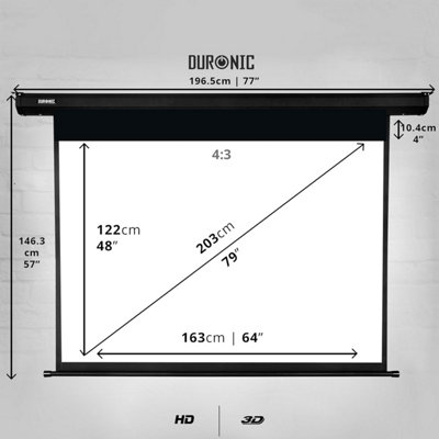 Duronic Projector Screen EPS80 /43 Electric Projection Screen 80 Inch ...