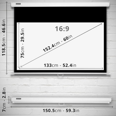 Duronic Projector Screen MPS60 /169 WE 60 Inch Pull Down Movie Screen ...