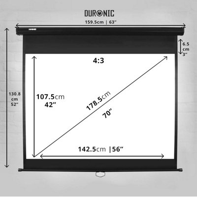 Duronic Projector Screen MPS70 /43 BK 70 Inch Pull Down Movie Screen 4: ...