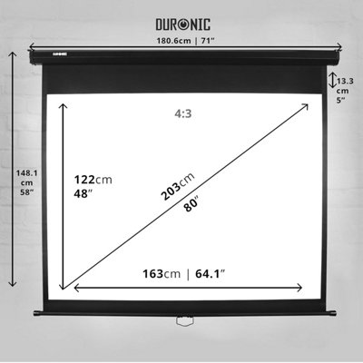 Duronic Projector Screen MPS80 /43 BK 80 Inch Pull Down Movie Screen 4: ...