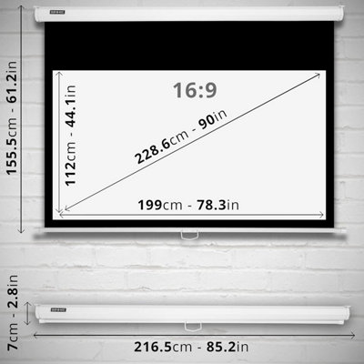 Duronic Projector Screen MPS90 /169 WE 90 Inch Pull Down Movie Screen ...