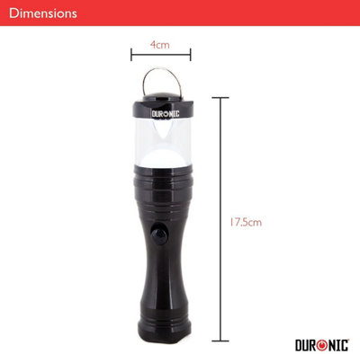 Duronic RFL033AAA LED Torch 90lm, 2-in-1 Flashlight and Lantern with SOS Light Mode, Water-Resistant, Hanging Loop, Magnetic Base