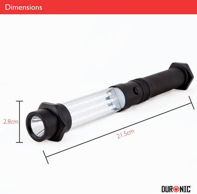 Duronic RFL163AAA 90lm LED Torch, 2-in-1 Aluminium Flashlight, 90 Lumens, Water-Resistant Easy-Grip Handle with Magnetic Base