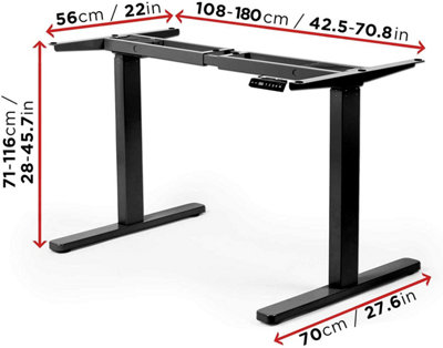Duronic TM22 BK Sit Stand Desk Frame, Height Adjustable, Memory Function, Electric Dual Motor/2 Stage - Base Frame Only - black