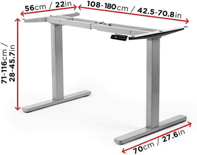 Duronic TM22 GY Sit Stand Desk Frame, Height Adjustable, Memory Function, Electric Dual Motor/2 Stage - Base Frame Only - grey
