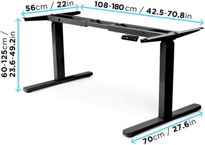 Duronic TM23 BK Sit Stand Desk Frame, Height Adjustable, Memory Function, Electric Dual Motor/3 Stage - Base Frame Only - black