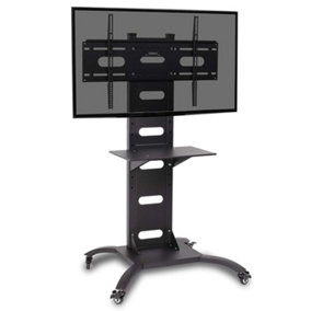 Duronic TVS4T1 TV Stand and Tilting Monitor Bracket, Wheeled Trolley Mount with VESA 700x400 for Flat Screen Television 37-70"
