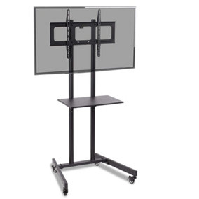 Duronic TVS5T1 TV Stand and Tilting Monitor Bracket, Wheeled Trolley Mount with VESA 600x400 for Flat Screen Television 32-70"