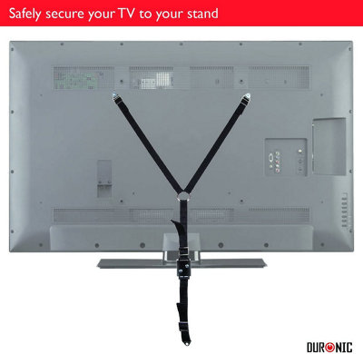 Duronic TVSAFE1 TV Safety Strap, Fixing Kit That Reduces the Risk of your TV Tipping Over, VESA 600, 400, 200 Compatible