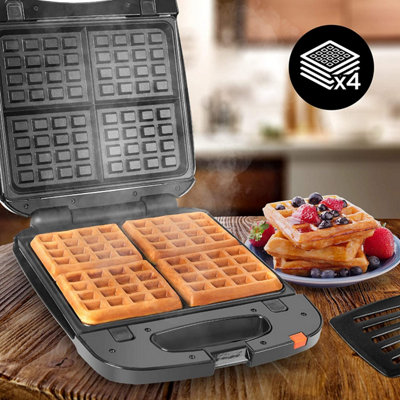 Duronic 2-in-1 Single Waffle Maker and Mini Grill WM52