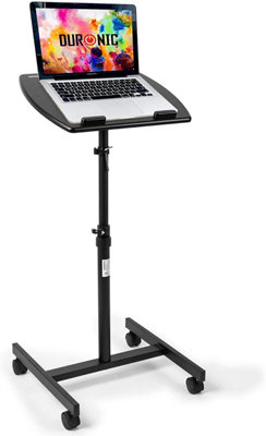 Duronic WPS27 Sit-Stand Desk, Multi-Use Projector Table on Wheels, Adjustable Height/Tilt, 10kg Capacity 50x40cm