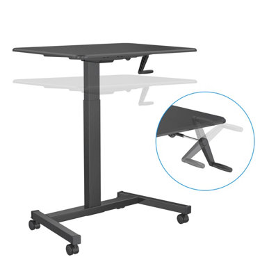Duronic WPS47 Sit-Stand Desk, Portable Desk for Laptop or Projector ,Adjustable Height by Handle, 30kg Capacity 80x50cm