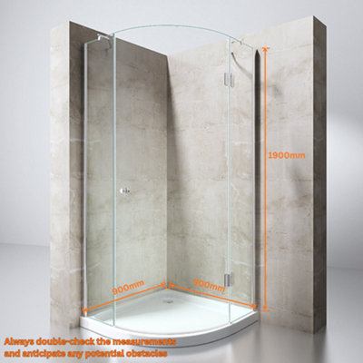 Durovin Bathrooms 900 x 900mm Quadrant Frameless Shower Enclosure With ...