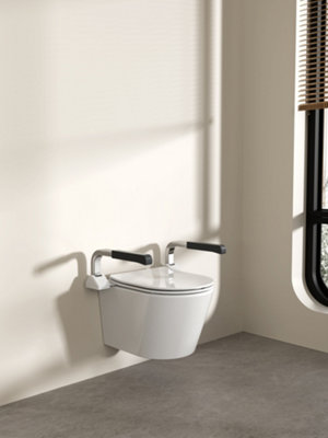 Durovin Bathrooms Ceramic Rimless Wall Hung Toilet Short Projection and ...