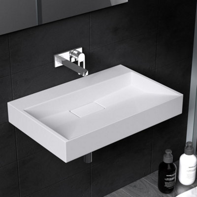Durovin Bathrooms Luxurious Cast Stone Resin bathroom Basin - Wall Hung Or Countertop basin Sink -  500 x 380mm (WxD)
