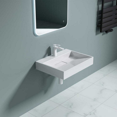 Durovin Bathrooms Luxurious Cast Stone Resin bathroom Basin - Wall Hung Or Countertop basin Sink - 600 x 380mm (WxD)